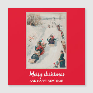 Tobogganing" chromolithographie- Fêtes de Noël