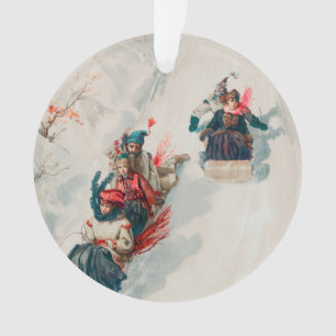 "Tobogganing", Chromolithographie, Louis Prang & C