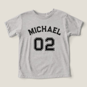 Toddler Boy Black Nom Jersey Numéro Sport Coton