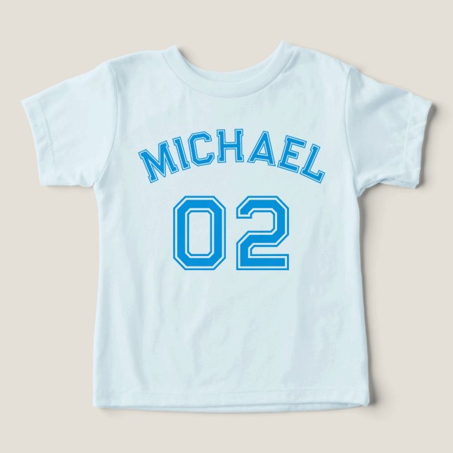 Toddler Boy Blue Nom Jersey Numéro Sport Coton (Design Recto)