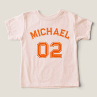 Toddler Boy Orange Nom Jersey Numéro Sport doux
