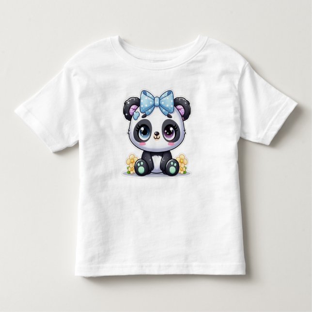 👕🧒Toddler Fine Jersey panda baby T-Shirt (Devant)