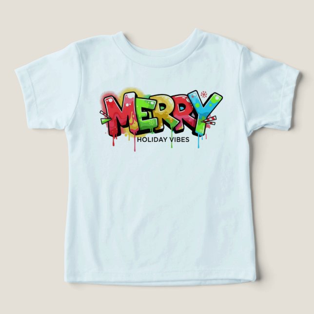 Toddler Graffiti Merry Holiday Vibes Apparel (Design Recto)