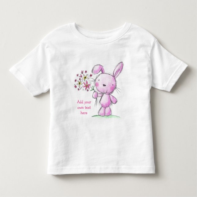 TODDLERS T-SHIRT Joli lapin rose + texte personnal (Devant)