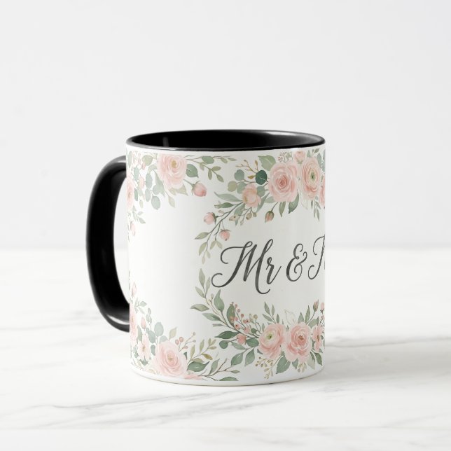 Together Forever Gold Botanical Wedding Mug | Luxu (Devant gauche)