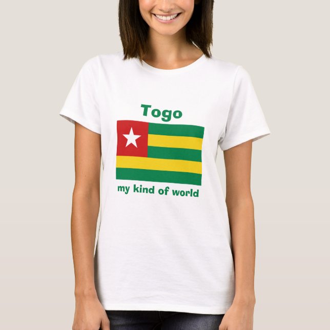 Togo Drapeau + Carte + Texte T-Shirt (Devant)