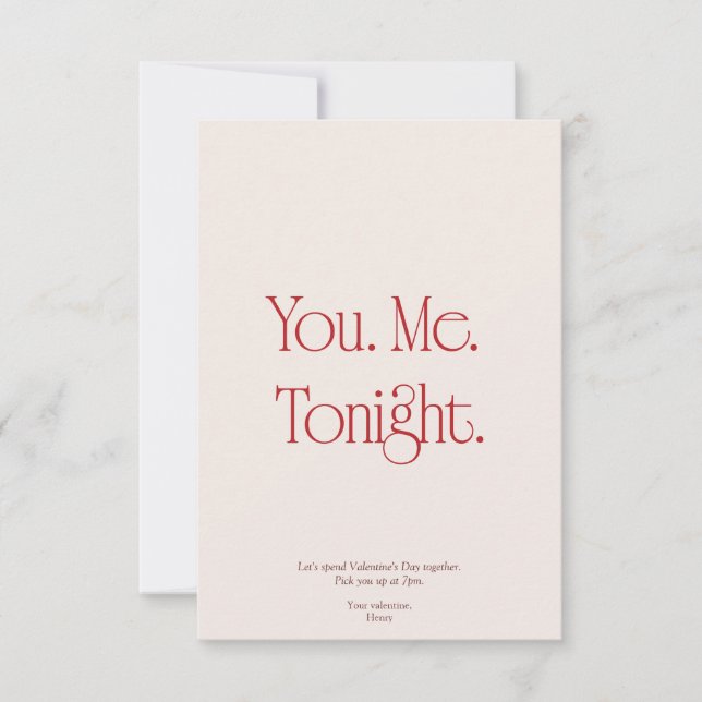 Toi. Moi. Ce soir. Carte d'invitation pour la Sain (Devant)