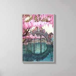 Toile 亀 天 神, Pont Kameido, Hiroshi Yoshida, Coupe de boi