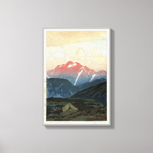 Toile 剣 山 旭, Mont Tsurugi, Hiroshi Yoshida, Coupe de boi (Recto)