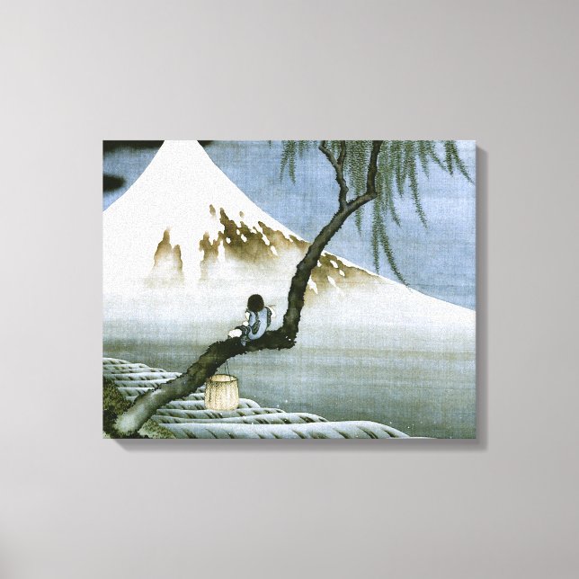 Toile 北 斎 Boy & Mt Fuji Art (Recto)