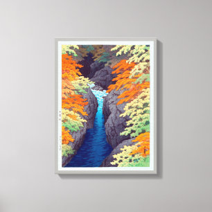 Toile 吾 妻 峡, Gorge Azuma, Hasui Kawase, Coupe de bois