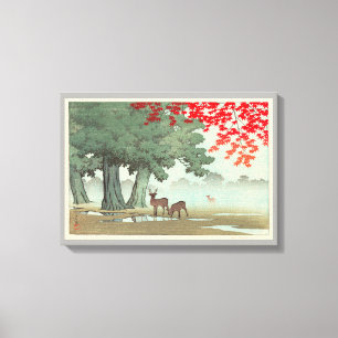 Toile 奈 良 公 の 鹿, Deer of Nara Park, Hasui Kawase, Woodcu