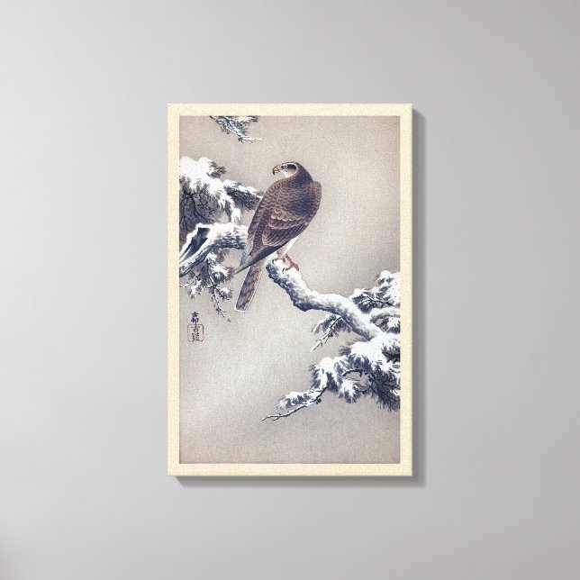 Toile 松 に 鷹, 古 邨 Hawk sur Pine tree, Ohara Koson, Coupe  (Recto)