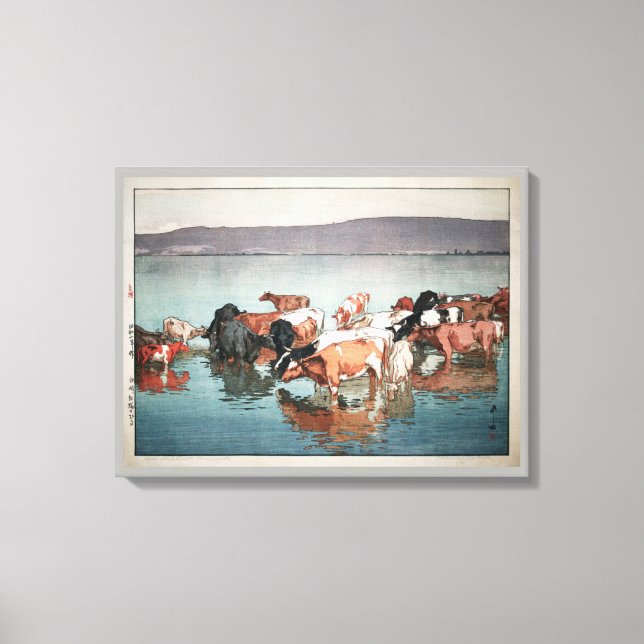 Toile 沼 崎 牧 の 昼, Vaches, Hiroshi Yoshida, Bois (Recto)