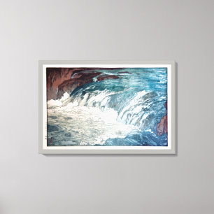 Toile 渓 流, Rapids, Hiroshi Yoshida, Coupe du bois