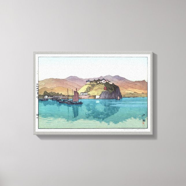 Toile 湖 口, Hukou, Chine, Hiroshi Yoshida, Coupe de bois (Recto)