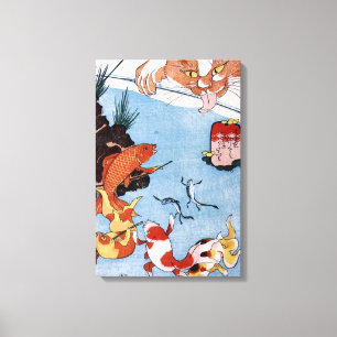 Toile 猫 と 金 魚, 国 Chat et Poisson d'or, Kuniyoshi, Ukiyo-