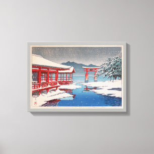 Toile 雪 の 島, Sanctuaire Miyajima en Neige, Hasui Kawase