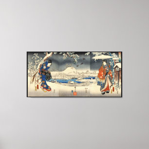 Toile 雪 景 色 の 恋 人, 豊 Amateurs  sur la scène de neige, To