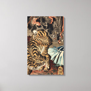 Toile 龍 虎, 国 芳 Tiger & Dragon, Kuniyoshi, Ukiyo-e