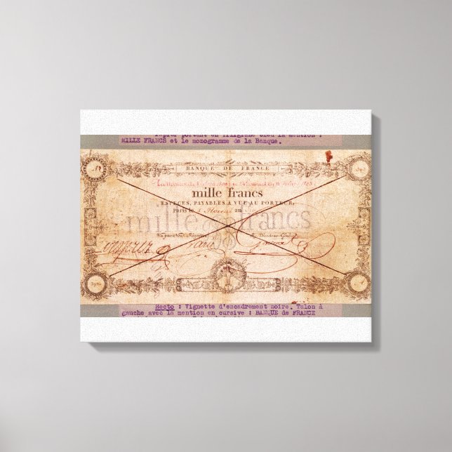 Toile 1000 Francs billet de 8 Floreal, An X (Recto)