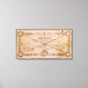 Toile 1000 francs de billet de banque de 8 Floreal, un X