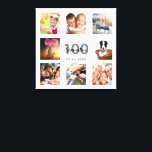 Toile 100e anniversaire personnalisé photo collage blanc<br><div class="desc">Un cadeau unique de 100e anniversaire ou de garde, célébrant sa vie avec un collage de 8 de vos photos. Ajoutez des images de sa famille, de ses amis, de ses animaux de compagnie, de ses loisirs ou de sa destination de voyage de rêve. Personnalisez et ajoutez un nom, 100...</div>