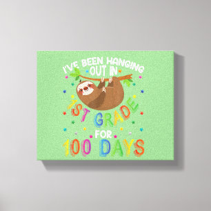 Toile 100e Jour De L'École Sloth Design 1ère Année 100 J