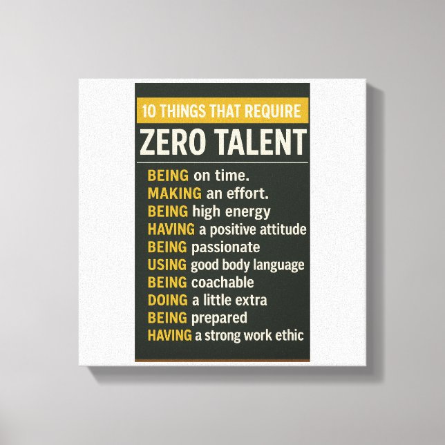 Toile 10 choses qui ne nécessitent aucun talent (Recto)