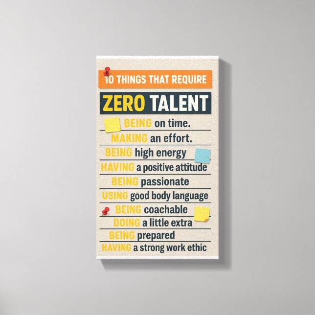 Toile 10 choses qui ne nécessitent aucun talent (Recto)