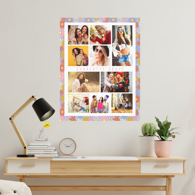 Toile 10 Photo Moderne Trendy Hippie Floral Nom élégant (Créateur téléchargé)