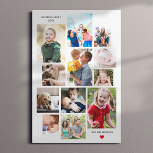 Toile 12 Photo Collage de mémoire de famille avec coeur