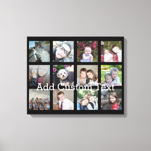 Toile 12 Photo Instagram Collage avec Arrière - plan noi