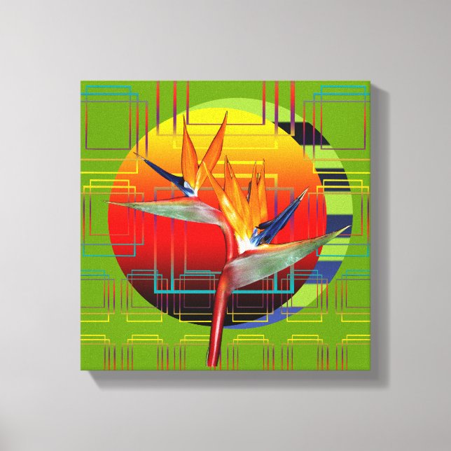 Toile 12 x 12 Oiseau du Paradis Coucher de soleil  (Recto)
