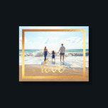 Toile 14x11 Love Typography avec Gold Frame<br><div class="desc">Faux Gold Foil Frame autour de votre toile photo personnalisée avec le mot amour dans la belle calligraphie.</div>