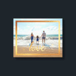 Toile 14x11 Love Typography avec Gold Frame<br><div class="desc">Faux Gold Foil Frame autour de votre toile photo personnalisée avec le mot amour dans la belle calligraphie.</div>