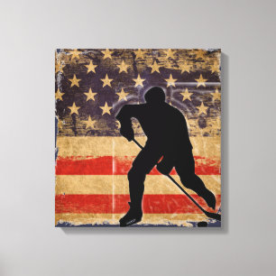 Toile 15" x 16" joueurs de hockey des Etats-Unis de ~