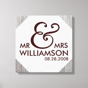 Toile 16x16 Pays Bois Enveloppé Mariage Date Art