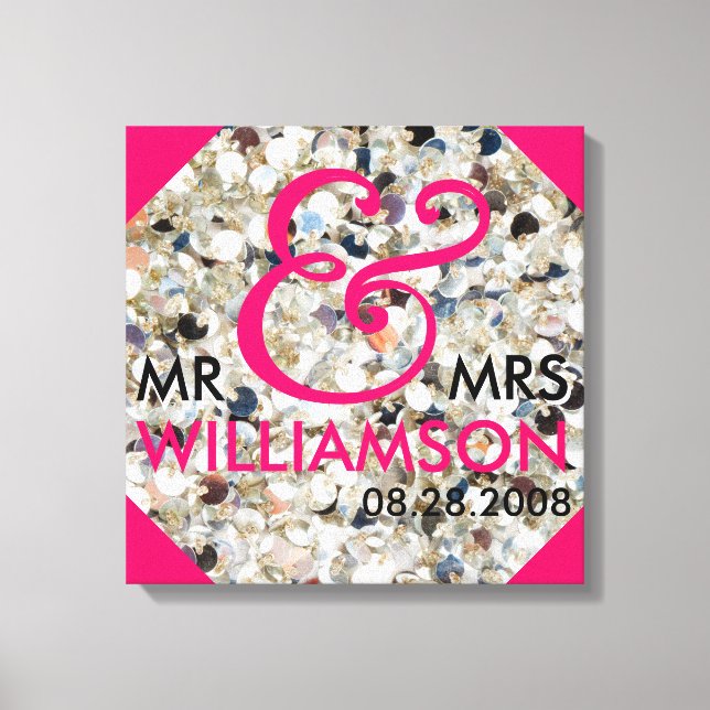 Toile 16x16 Wrapped Canvas Mariage Date Nom Art (Recto)