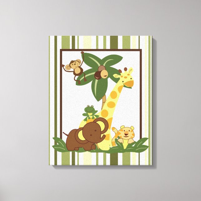 Toile 16x20 Canvas Art Nursery Print Jungle Babies (Recto)
