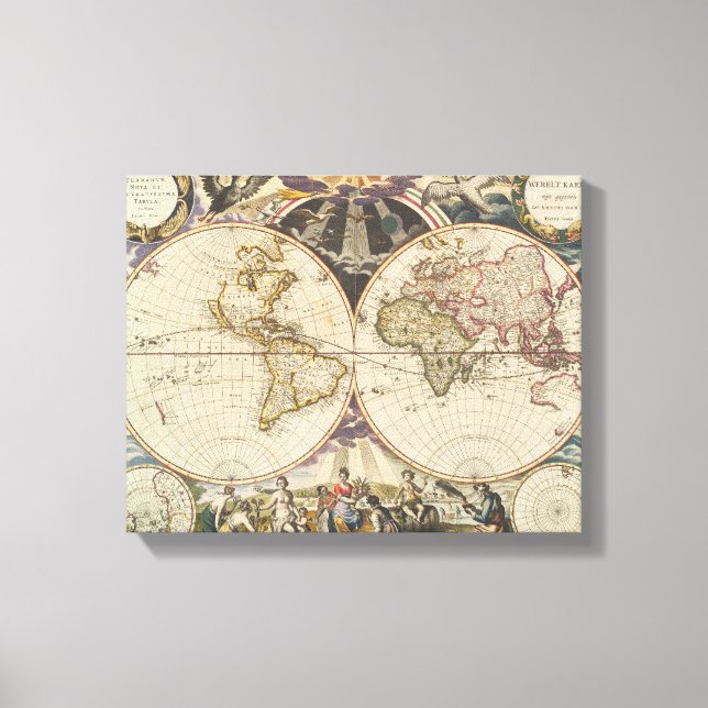 Toile 1702 Une nouvelle carte du monde (Recto)