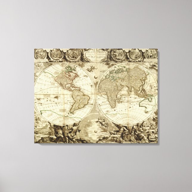 Toile 1708 World Map by Jean Baptiste Nolin (Recto)
