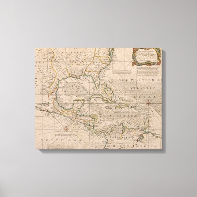 Toile 1720 Carte des Antilles par Emanuel Bowen (Recto)