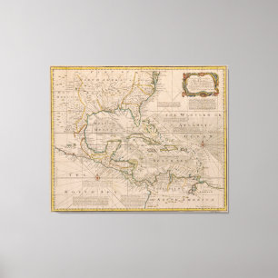 Toile 1720 Carte des Antilles par Emanuel Bowen