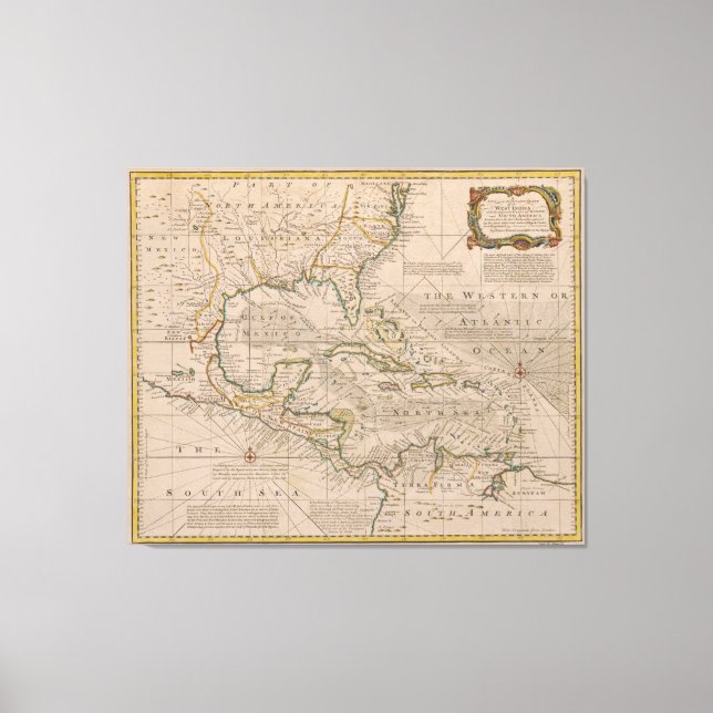 Toile 1720 Carte des Antilles par Emanuel Bowen (Recto)