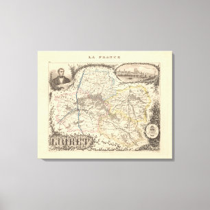Toile 1858 Carte du département de Loiret, Poster de Fra