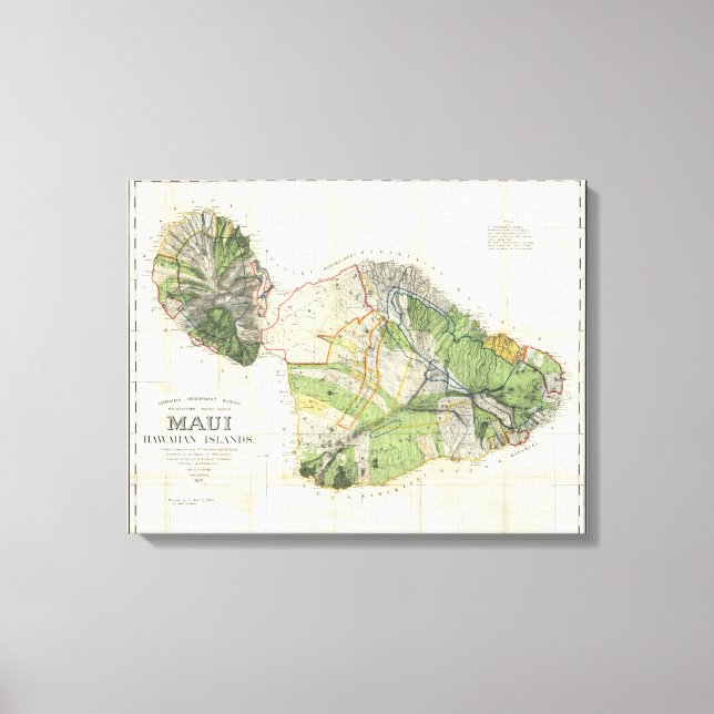 Toile 1885 De Witt Alexander Plan du mur de Maui, Hawaii (Recto)