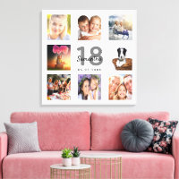 18e anniversaire photo collage blanc monogramme