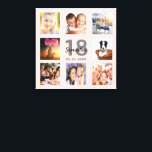 Toile 18e anniversaire rose or nom photo collage<br><div class="desc">Un cadeau unique de 18ème anniversaire ou de conservation, célébrant sa vie avec un collage de 8 de vos photos. Ajoutez des images de sa famille, de ses amis, de ses animaux de compagnie, de ses loisirs ou de sa destination de voyage de rêve. Personnalisez et ajoutez un nom, 18...</div>