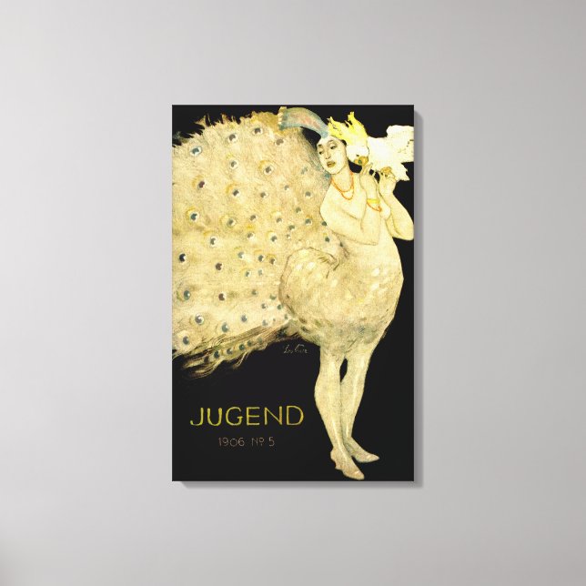 TOILE 1906 ! ! ART NOUVEAU PEACOCK DANCER CANVAS (Recto)